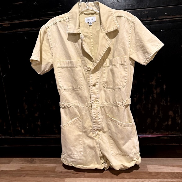 PISTOLA / Parker Denim Romper Size XS / Color: Soft Honey Snow - Picture 7 of 11